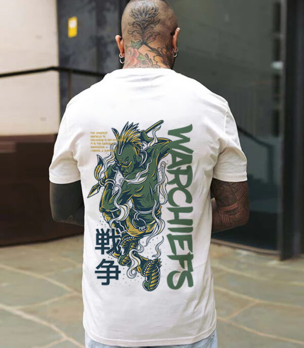 WarChieft Graphic Printed Oversize Tshirt, White Graphic Oversize T-Shirt