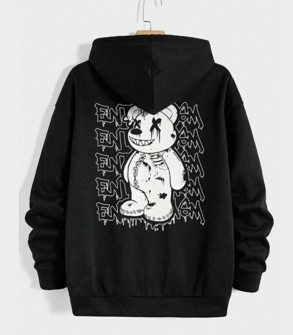 Graphic Printed Black Hoodie, Printed Hoodie For Men & Women