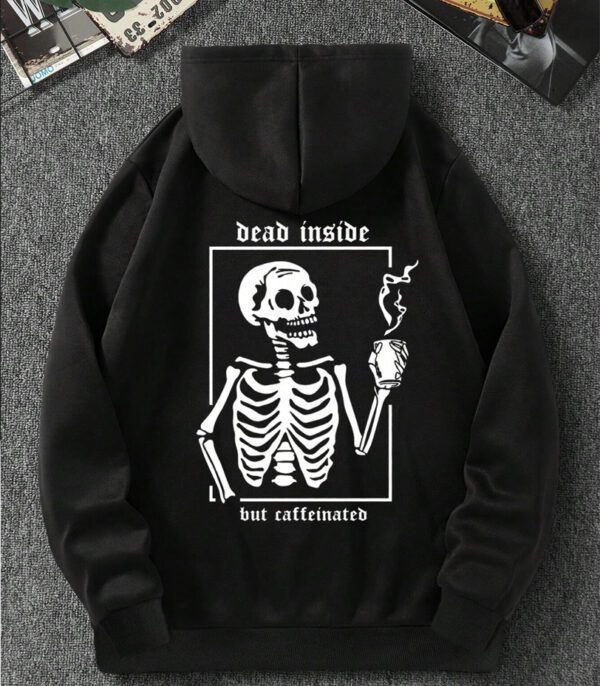 Dead Inside Black Hoodie, Skull Hoodie For Men & Women