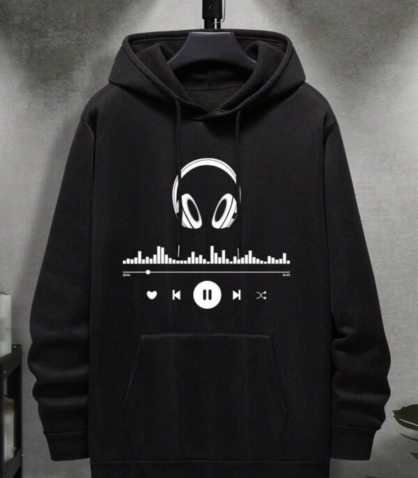 Music Black Hoodie Printed, Black Music Hoodie