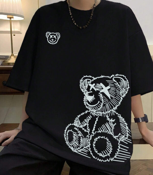 Panda Printed Oversize Tshirt, Black Oversize T-Shirt