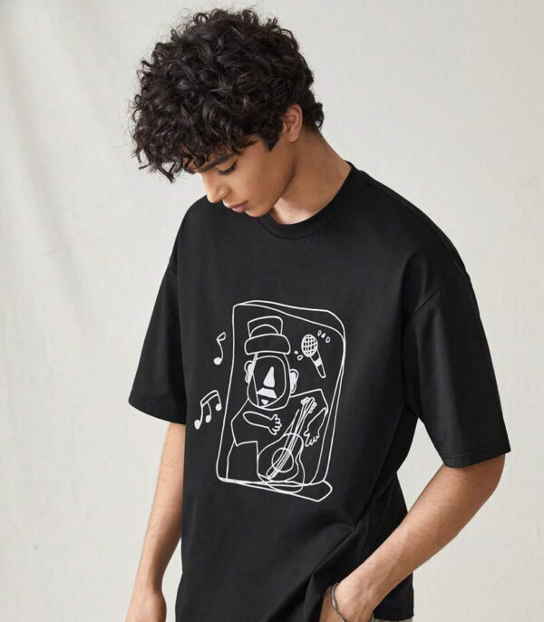 Art Printed Oversize Tshirt, Black Oversize T-Shirt