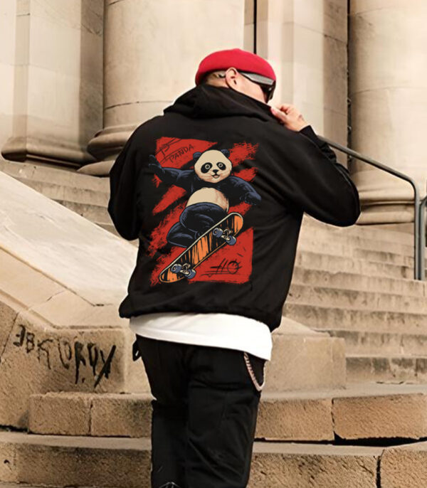 Black Panda Graphic Printed hoodie, Black Hoodie